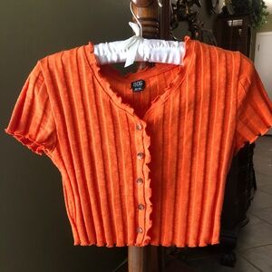 Medium BDG Orange Button Front Crop Top